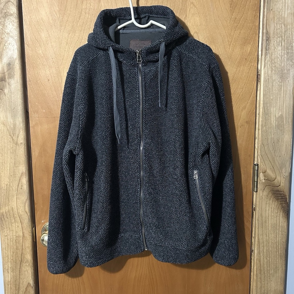 Mountain Ridge Men's Fleece Hooded Jacket ~ Gray Full Zip Mens Large VTG